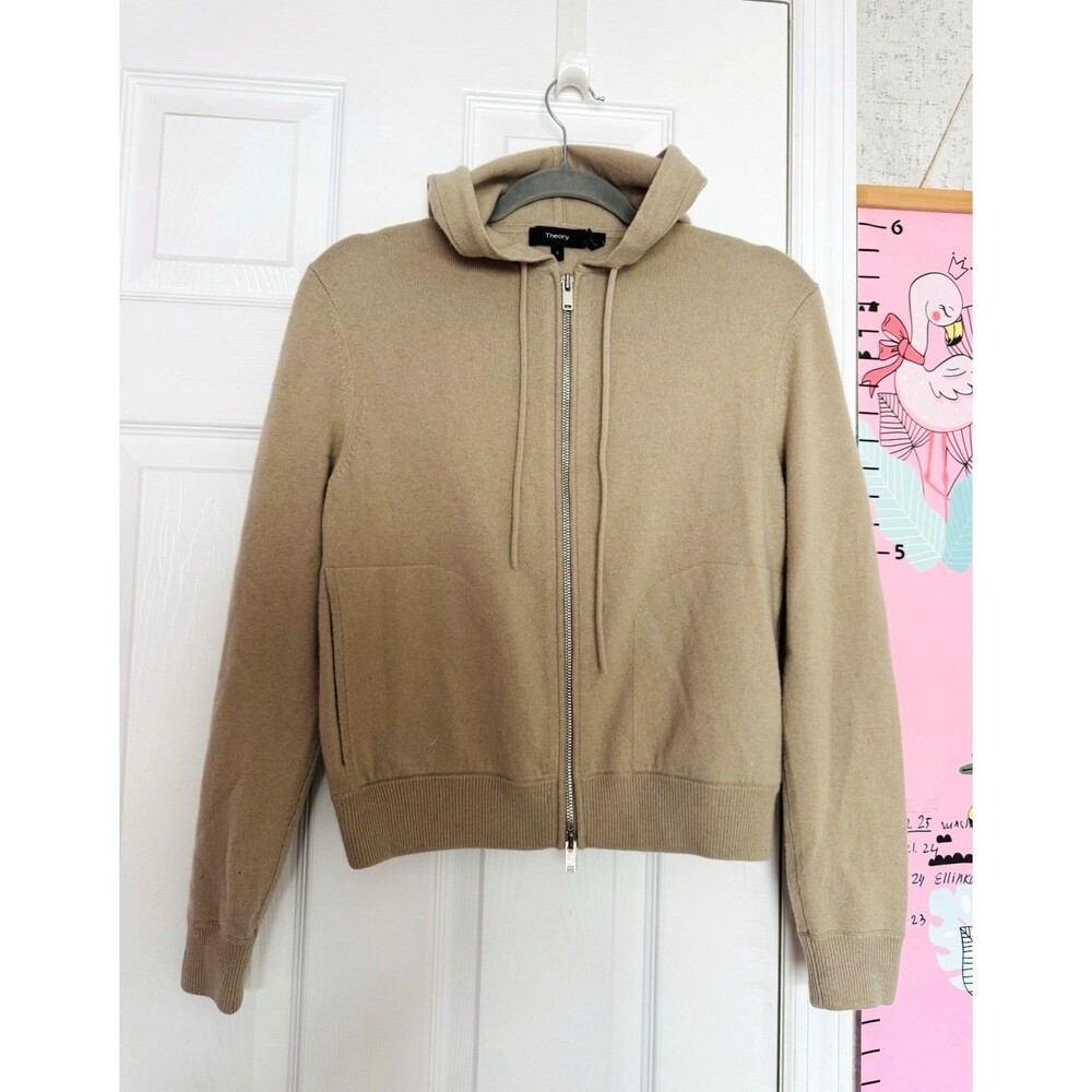 COPY - Theory Women’s 100% Cashmere Beige Tan Cardigan Zippped Pockets small